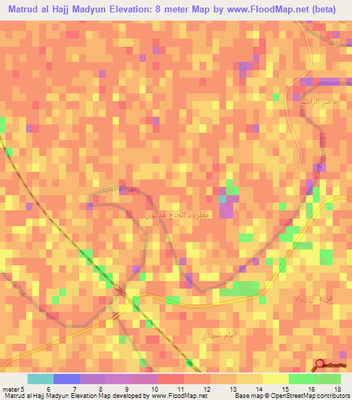 Matrud al Hajj Madyun,Iraq Elevation Map