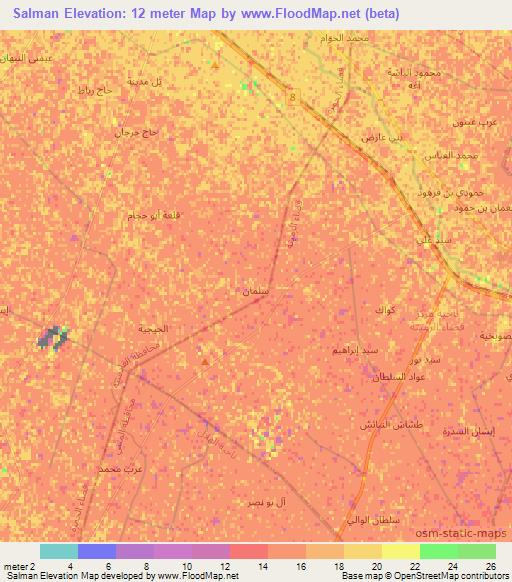 Salman,Iraq Elevation Map