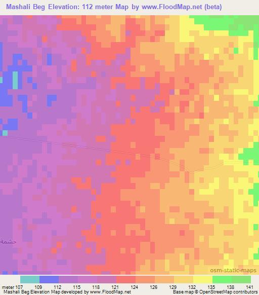 Mashali Beg,Iraq Elevation Map