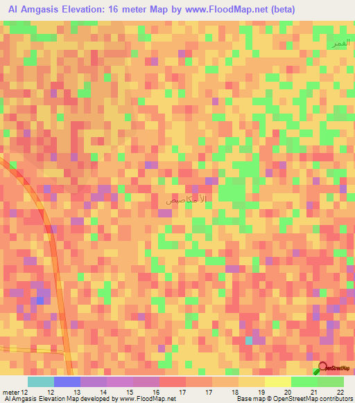 Al Amgasis,Iraq Elevation Map