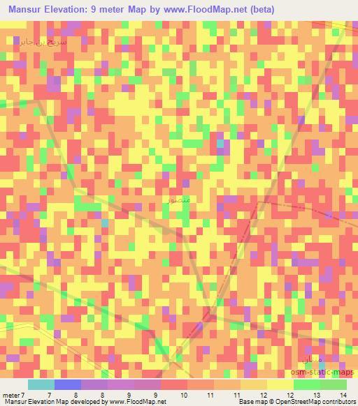 Mansur,Iraq Elevation Map