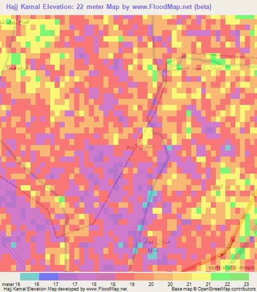 Hajj Kamal,Iraq Elevation Map