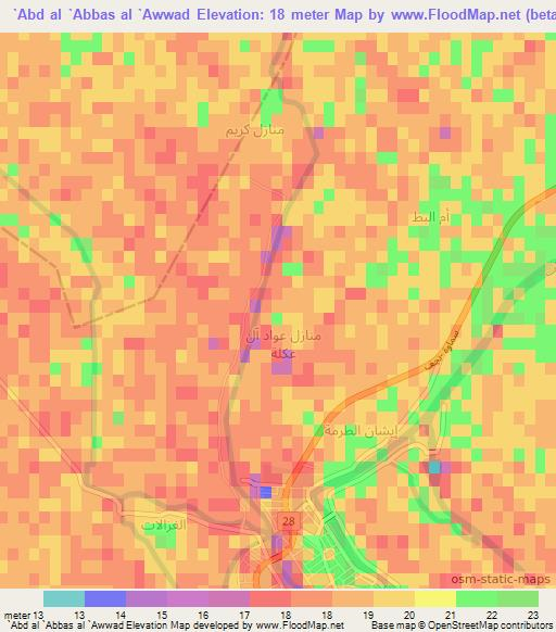 `Abd al `Abbas al `Awwad,Iraq Elevation Map