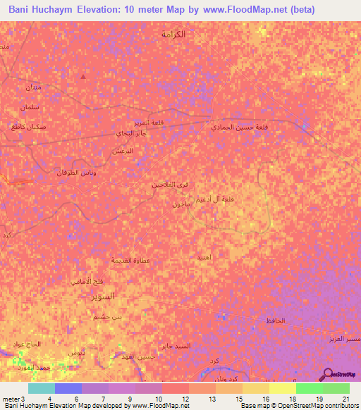 Bani Huchaym,Iraq Elevation Map