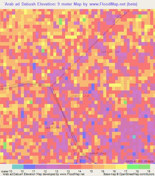 `Arab ad Dabush,Iraq Elevation Map