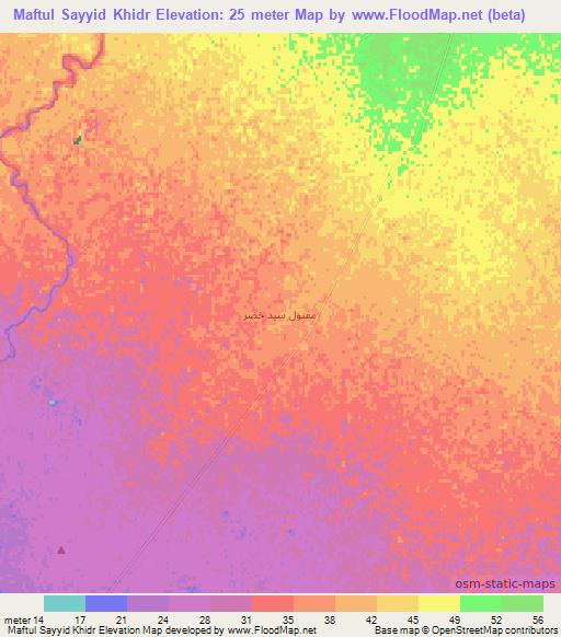 Maftul Sayyid Khidr,Iraq Elevation Map