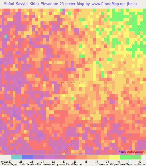 Maftul Sayyid Khidr,Iraq Elevation Map