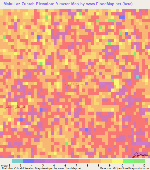 Maftul az Zuhrah,Iraq Elevation Map