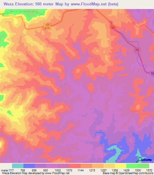 Elevation of Weza,South Africa Elevation Map, Topography, Contour