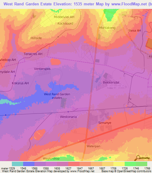 West Rand Garden Estate,South Africa Elevation Map