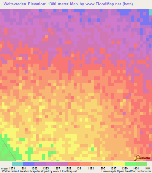 Weltevreden,South Africa Elevation Map