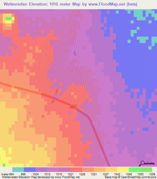 Weltevreden,South Africa Elevation Map