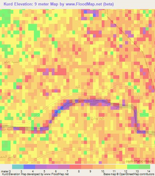 Kurd,Iraq Elevation Map