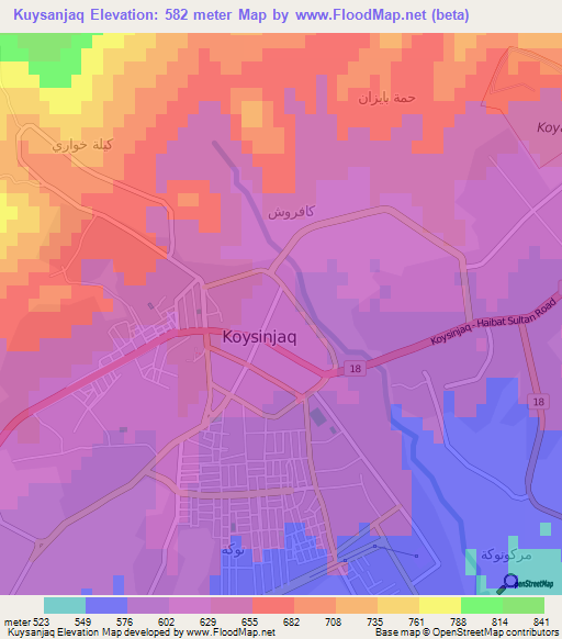 Kuysanjaq,Iraq Elevation Map