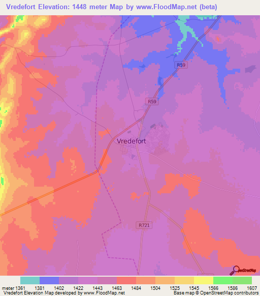 Vredefort,South Africa Elevation Map