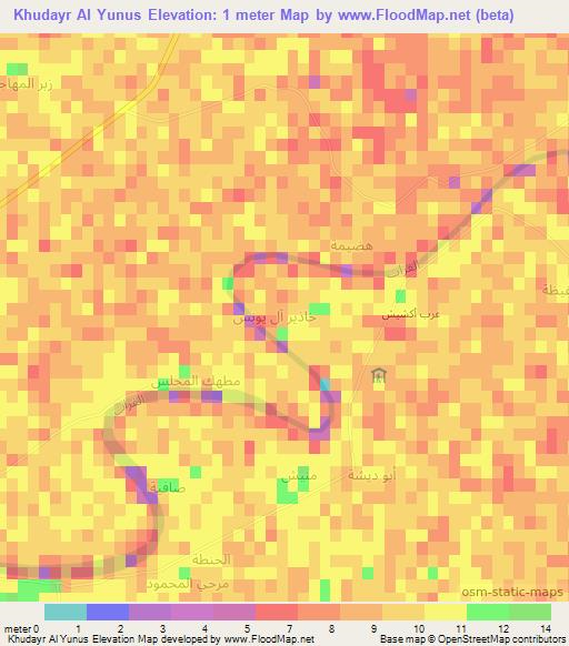 Khudayr Al Yunus,Iraq Elevation Map