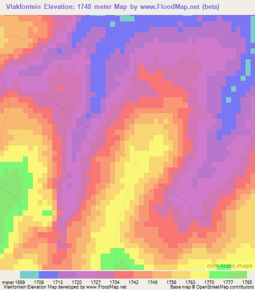 Vlakfontein,South Africa Elevation Map