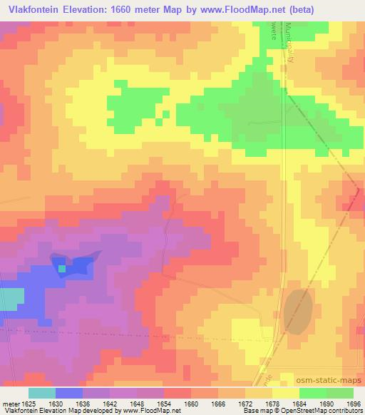 Vlakfontein,South Africa Elevation Map