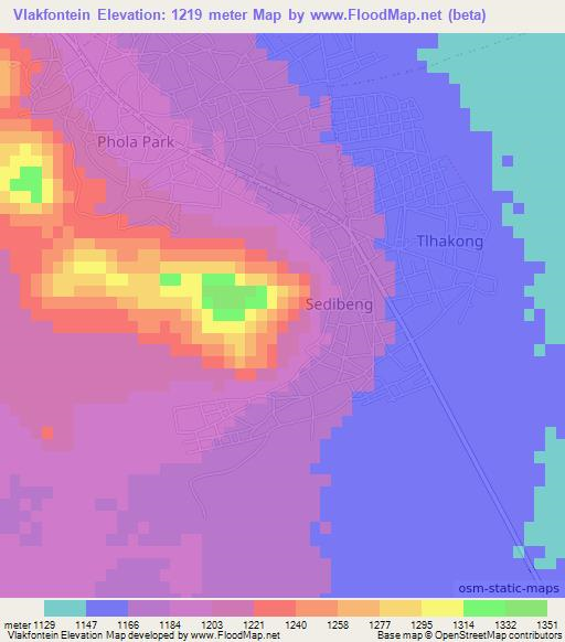 Vlakfontein,South Africa Elevation Map