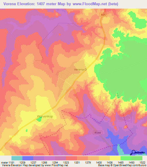 Verena,South Africa Elevation Map