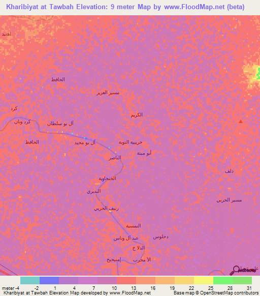 Kharibiyat at Tawbah,Iraq Elevation Map