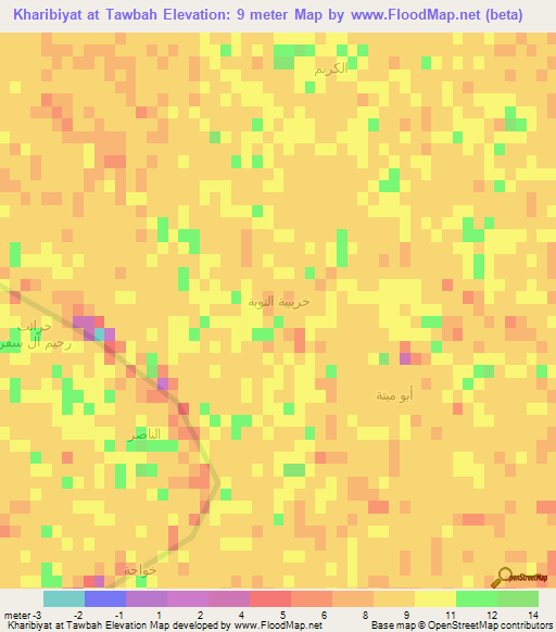 Kharibiyat at Tawbah,Iraq Elevation Map