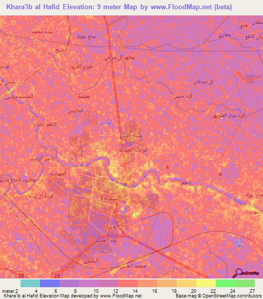 Khara'ib al Hafid,Iraq Elevation Map