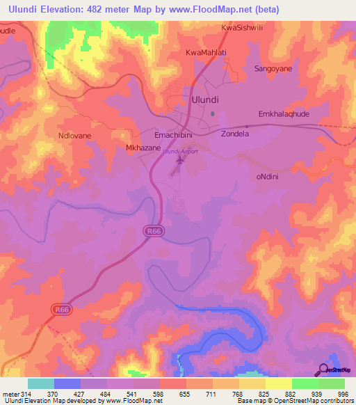 Ulundi,South Africa Elevation Map