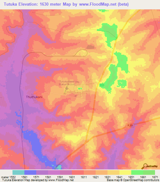 Tutuka,South Africa Elevation Map