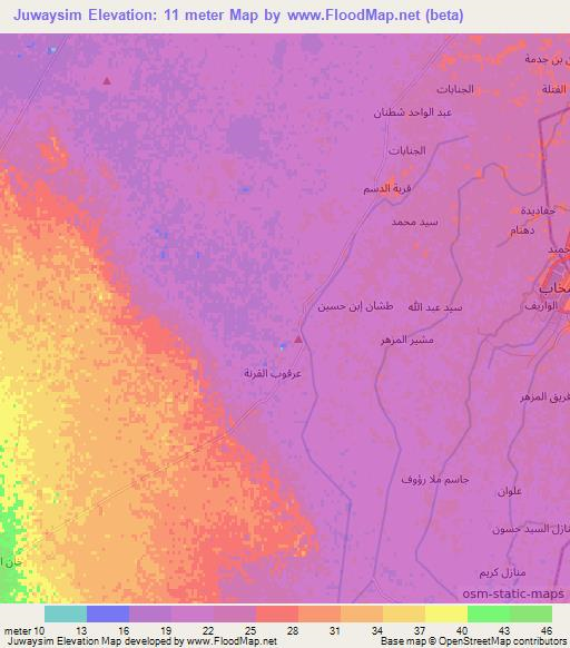 Juwaysim,Iraq Elevation Map