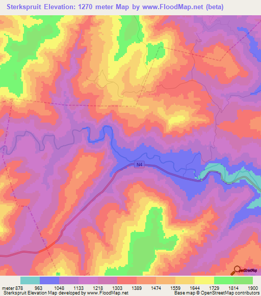 Sterkspruit,South Africa Elevation Map