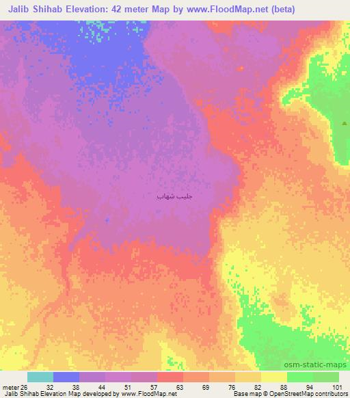 Jalib Shihab,Iraq Elevation Map