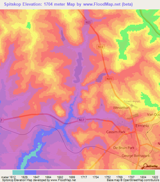 Spitskop,South Africa Elevation Map