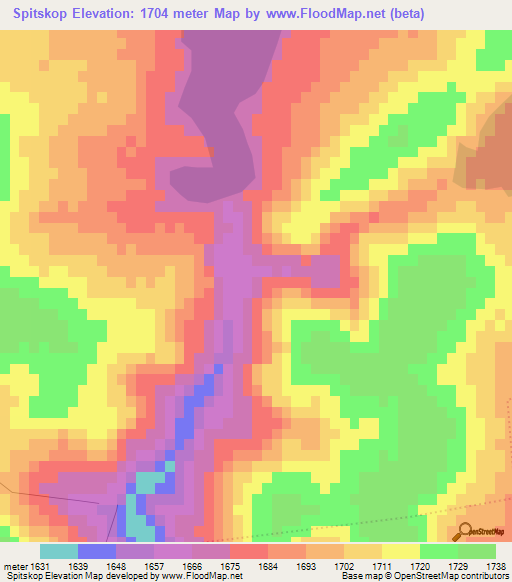 Spitskop,South Africa Elevation Map