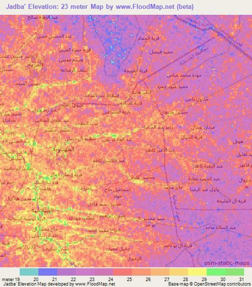 Jadba',Iraq Elevation Map