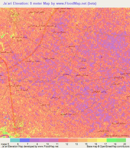 Ja`ari,Iraq Elevation Map