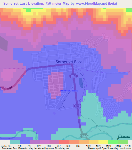 Somerset East,South Africa Elevation Map