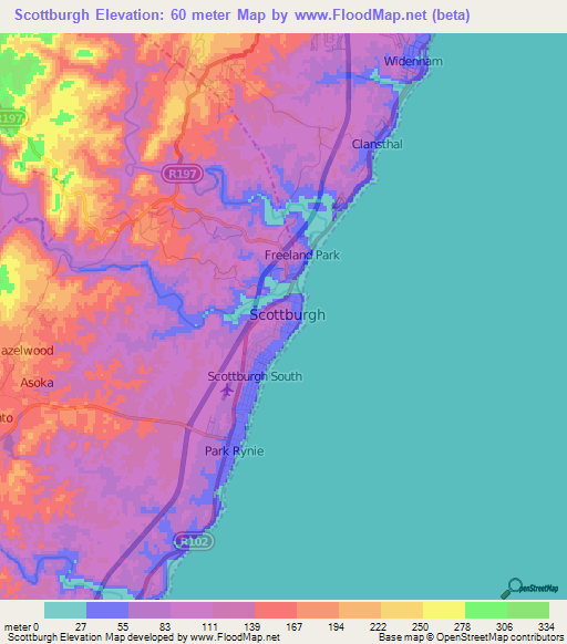 Scottburgh,South Africa Elevation Map