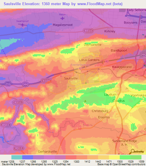 Saulsville,South Africa Elevation Map