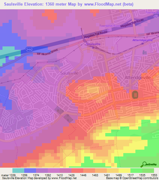 Saulsville,South Africa Elevation Map