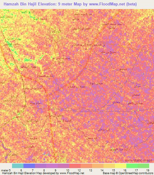 Hamzah Bin Hajil,Iraq Elevation Map