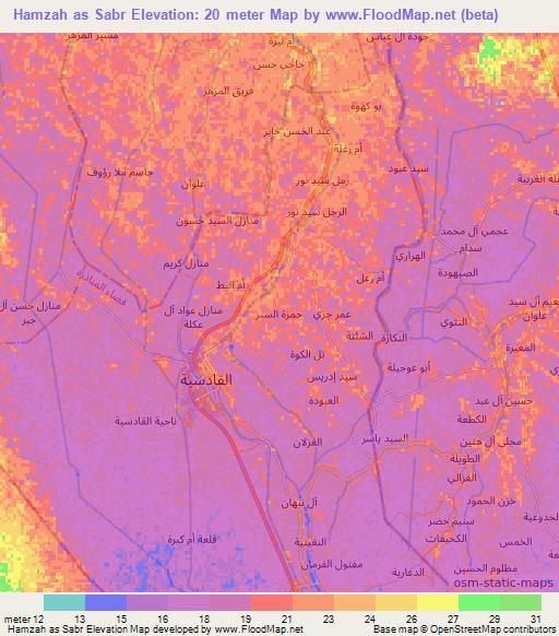 Hamzah as Sabr,Iraq Elevation Map