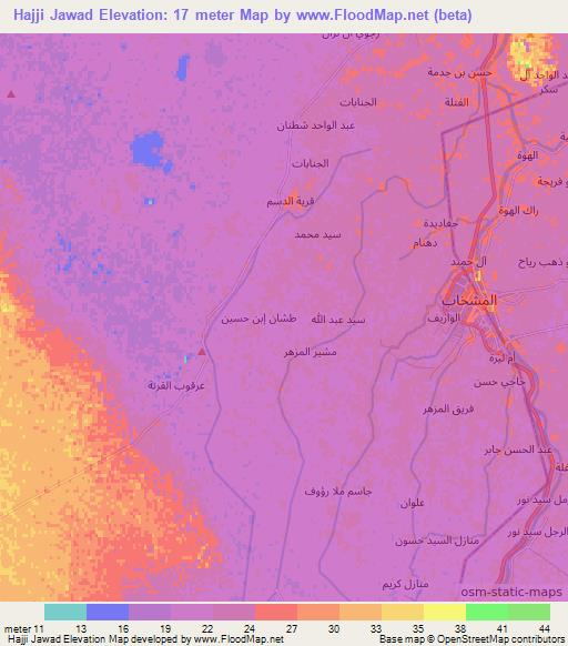 Hajji Jawad,Iraq Elevation Map