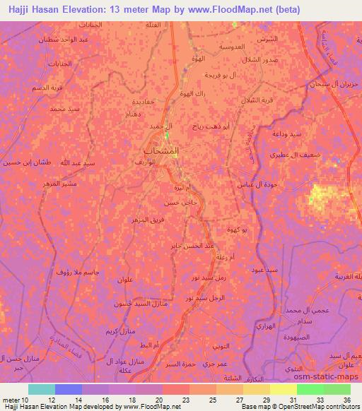 Hajji Hasan,Iraq Elevation Map