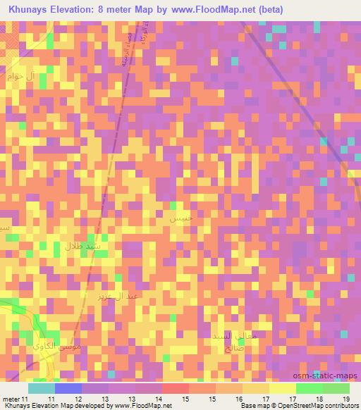 Khunays,Iraq Elevation Map