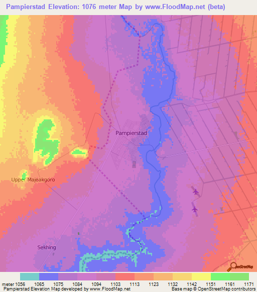 Pampierstad,South Africa Elevation Map