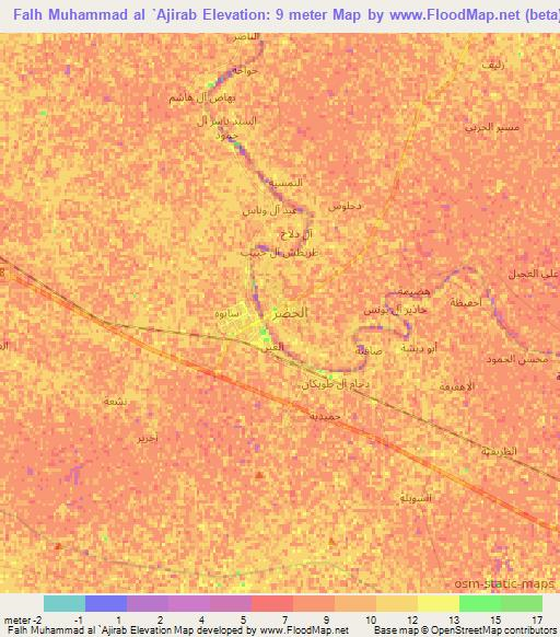 Falh Muhammad al `Ajirab,Iraq Elevation Map