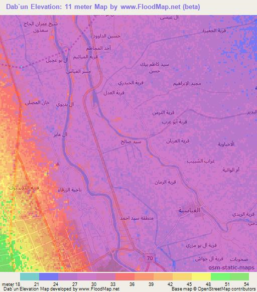 Dab`un,Iraq Elevation Map