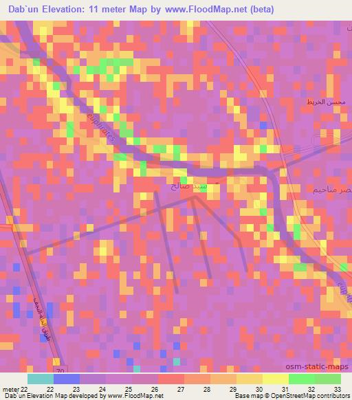 Dab`un,Iraq Elevation Map