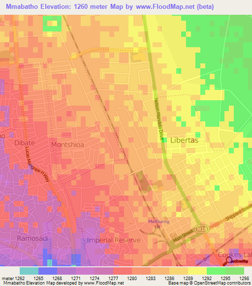 Mmabatho,South Africa Elevation Map